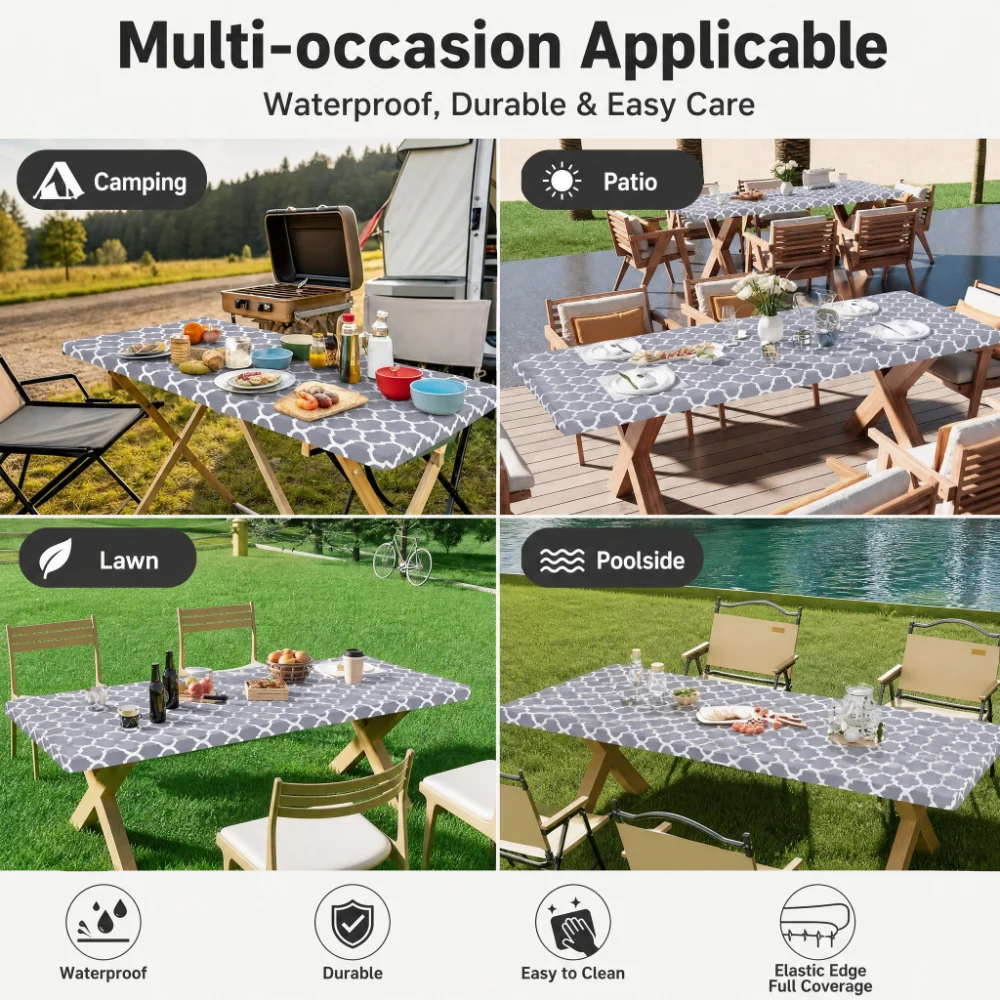 Outdoor Camping Table - Housse de table rectangulaire, nappe élastique