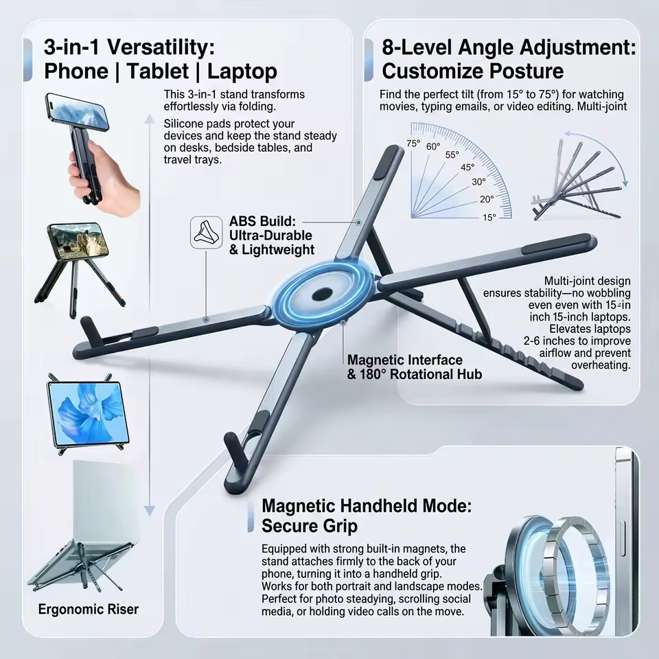 Outdoor Camping Table - Support de téléphone magnétique portable et