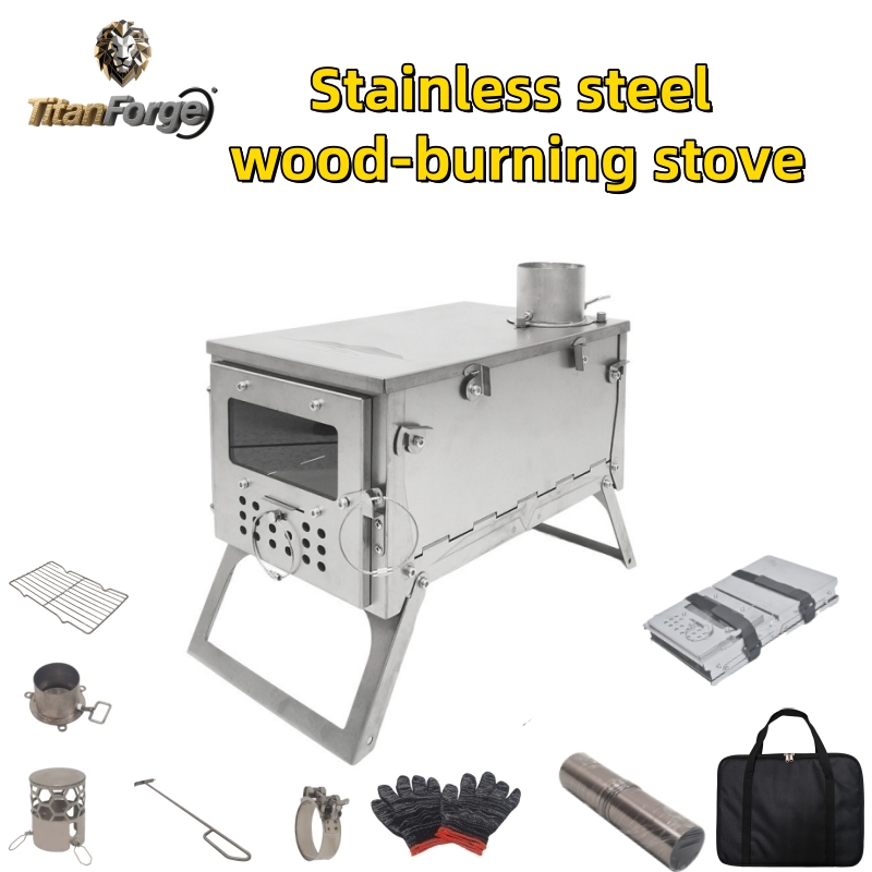 Outdoor Camping Stove Wood - Poêle à bois pliable, en acier