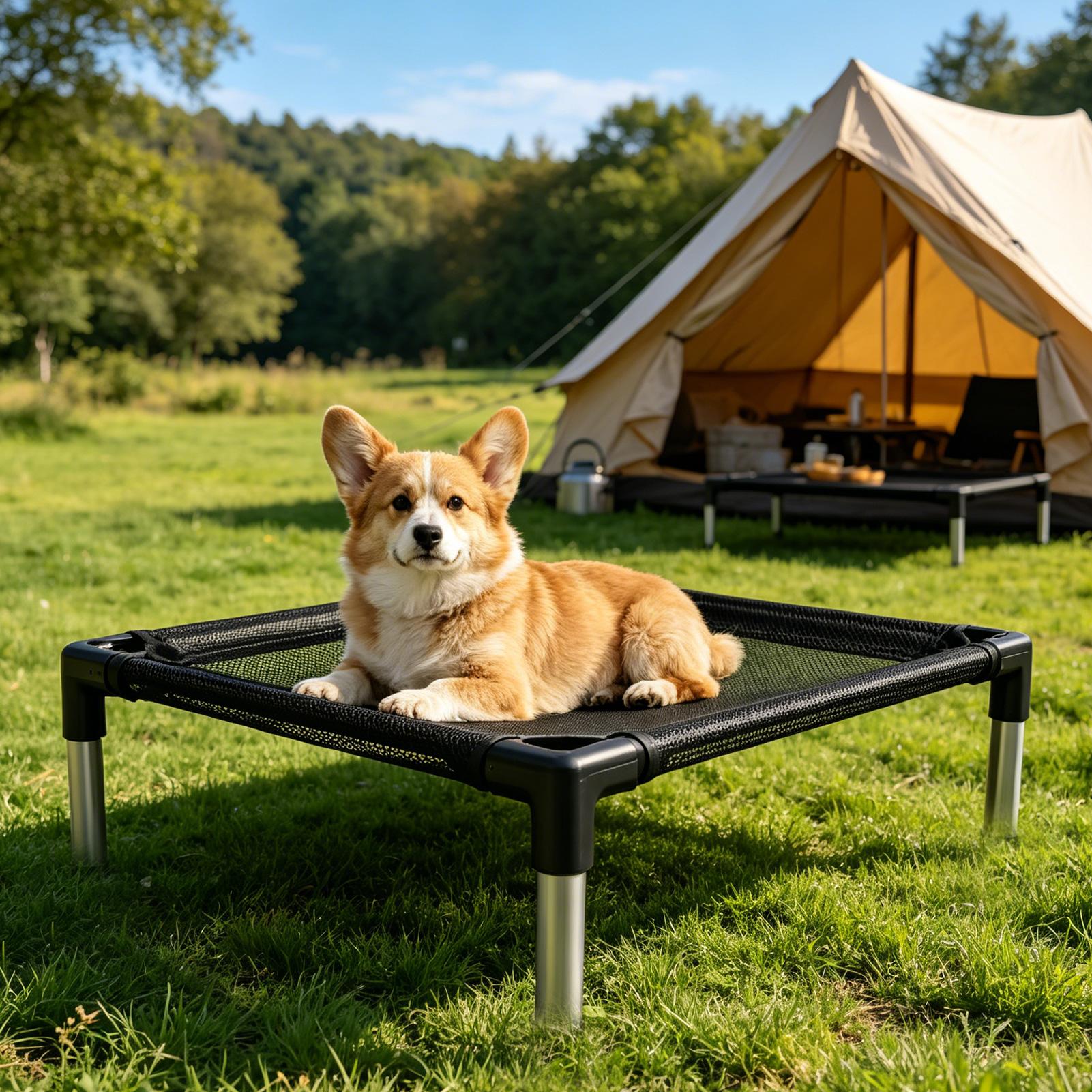 Outdoor Camping Cot - Lit surélevé pour chien en maille